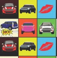Mini Car Pop Art Wrapping Paper 2 Sheets & Tags - Arty Penguin