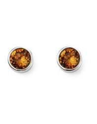 Silver November Crystal Round Stud Earrings