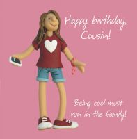 Birthday Card - Female Cousin Teen Cool - One Lump Or Two