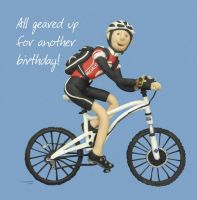 Birthday Card - Male - Funny Humour All Geared Up Cycling One Lump Or Two
