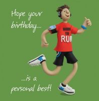 Birthday Card - Male Runner Personal Best - One Lump Or Two