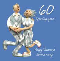 Wedding Anniversary Card - 60th Sixtieth 60 Years Diamond Sparkle One Lump Or Two