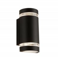 Searchlight Outdoor 2Lt Curved Wall Bracket Black, Clear Diffuser