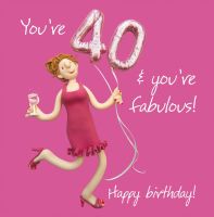 40th Female Birthday Card - Fabulous Balloon One Lump Or Two