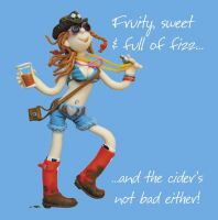 Birthday Card - Female Fruity Sweet Fizz Cider Funny Humour One Lump Or Two