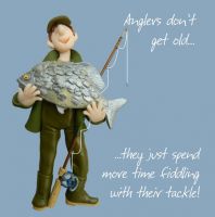 Birthday Card - Male Fishing Anglers Tackle - One Lump Or Two