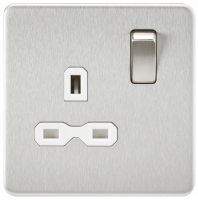 Knightsbridge Screwless 13A 1G DP switched Socket - Brushed Chrome with white Insert - (SFR7000BCW)