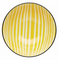 kitchencraft glazed stoneware bowl yellow stripe 15.5x7.5cm