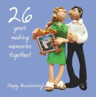 Wedding Anniversary Card - 26th Twenty Sixth 26 Years One Lump Or Two