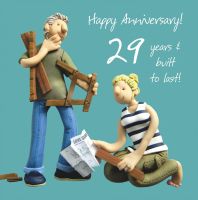 Wedding Anniversary Card - 29th Twenty Ninth 29 Years One Lump Or Two