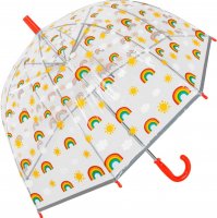 Kids Boys Girls Childrens Clear Bubble Dome Reflective Umbrella Brolly Red