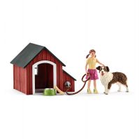 Dog Kennel with Dog & Girl Figure - Schleich - 42376