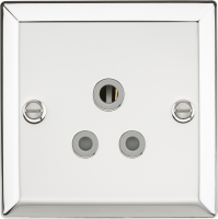 Knightsbridge 5A Unswitched Socket with Grey Insert - Bevelled Edge Polished Chrome - (CV5APCG)