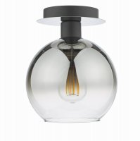 Lycia 1 Light Semi Flush Matt Black Ombre Smoked Glass