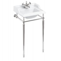 Burlington Classic Square 50cm Basin with Chrome Wash Stand