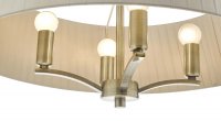 Cristin 4 Light Pendant Antique Brass With Taupe Ribbon Shade