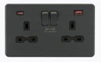 Knightsbridge 13A 2G DP Switched Socket with dual USB [FASTCHARGE] A+C - Anthracite - (SFR9909AT)
