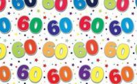 60th Birthday Wrapping Paper Gift Wrap Sheet - 2 sheets & 2 Tags