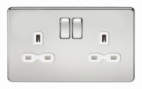 Knightsbridge Screwless 13A 2G DP switched socket - polished chrome with white insert - (SFR9000PCW)