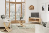 Jual San Francisco Curved TV Stand - Oak