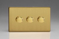 Varilight 3-Gang 2-Way Push on-off Dimmer 3 x 60-400W Brass (HDB33S)