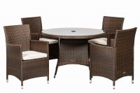 Nevada 4 Seater Round Dining Set in Mocha Brown