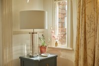 Laura Ashley Harrington Large Table Lamp Polished Nickel and Glass with Shade