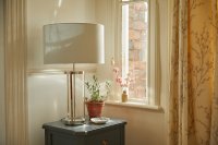Laura Ashley Harrington Large Table Lamp Polished Nickel and Glass with Shade