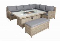 Wentworth Fire Pit 7pc Deluxe Modular Corner Dining Set