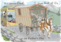 Fathers Day Card - Special Dad - From Both Of Us - Man Asleep Gypsy Caravan - Funny