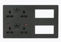 Knightsbridge Screwless Combination Plate with Dual USB FASTCHARGE A+C - Anthracite - (SFR998AT)