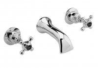 Bayswater Black & Chrome Crosshead 3TH Basin Mixer with Hex Collar