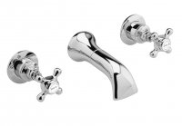 Bayswater White & Chrome Crosshead 3TH Basin Mixer with Hex Collar