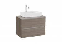Roca Ona Unik 800mm Dark Elm Unit & Countertop (2 Drawers)