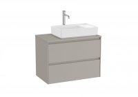 Roca Ona Unik 800mm Matt Sand Grey Right Hand Unit & Countertop (2 Drawers)