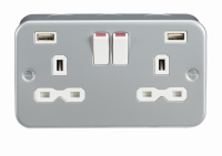 Knightsbridge Metal Clad 13A 2G Switched Socket with Dual USB Charger (2.4A) - (MR9224)