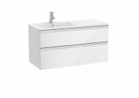 Roca The Gap Gloss White 1000mm 2 Drawer Wall Hung Vanity Unit with Left Handed Basin