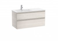 Roca The Gap Nordic Ash 1000mm 2 Drawer Wall Hung Vanity Unit with Left Handed Basin
