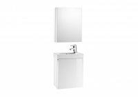 Roca Mini Gloss White Vanity Unit & Basin with Mirrored Cabinet