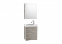 Roca Mini Textured Grey Vanity Unit & Basin with Mirrored Cabinet