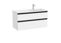 Roca The Gap Matt White 1000mm 2 Drawer Vanity Unit with Right Hand Basin