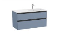 Roca The Gap Matt Blue 1000mm 2 Drawer Vanity Unit with Right Hand Basin