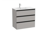 Roca The Gap Matt Grey 800mm 3 Drawer Vanity Unit with Left Hand Basin