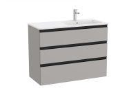Roca The Gap Matt Grey 1000mm 3 Drawer Vanity Unit with Right Hand Basin