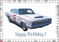 American Drag Racing Car Birthday Card created by LDA. Dodge Charger. C1