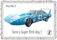 American Drag Racing Car Birthday Card created by LDA. Plymouth Superbird. C9