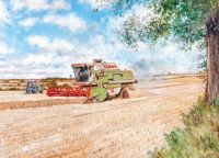 Birthday Card - Farm Claas Combine Harvest - Country Cards