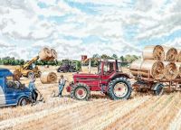 Birthday Card - Farm Gathering Bales Tractor - Country Cards