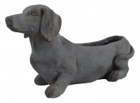 Solstice Sculptures Sausage Dog Planter 30cm in Blue Iron Effect