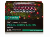 Premier Decorations Pearl Berry Multi-Action Lights 100 LED -Red